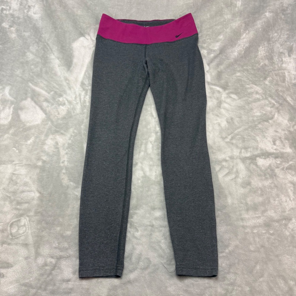 Nike Dri Fit Workout Yoga Pants Gray Pink Womens Size M - Picture 1 of 10